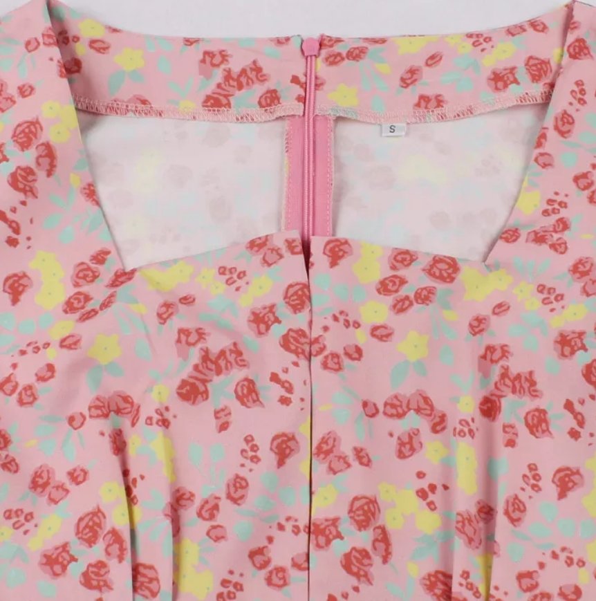 Vintage Šaty Velké Velikosti S Vysokým Pasem Růžové