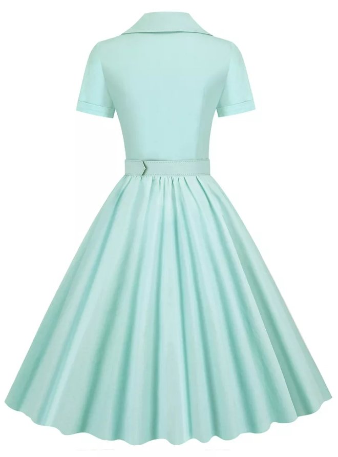 Vintage Tyrkysové Šaty Velké Velikosti S Vysokým Pasem