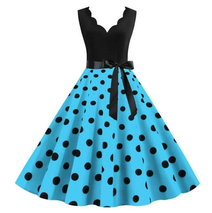 Modré Vintage Šaty Velké Velikosti