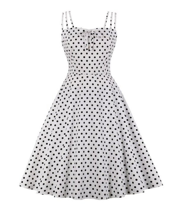 Vintage Bílé Šaty Rockabilly Plus Velikosti