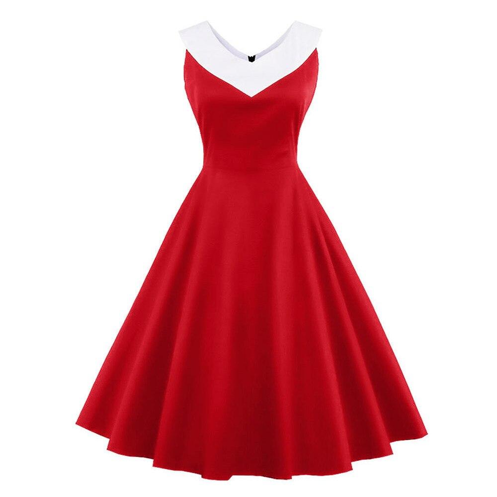 Vintage Červené Šaty Velikosti Plus Elegantní Límec Červený