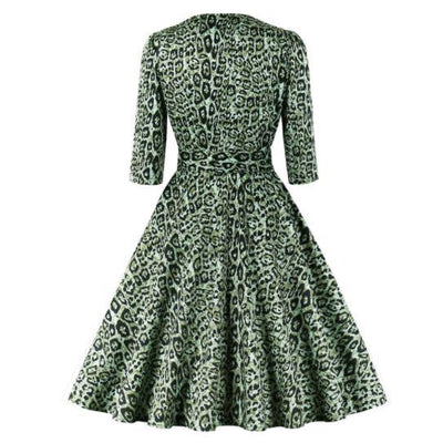 Vintage Zelené Leopardí Šaty