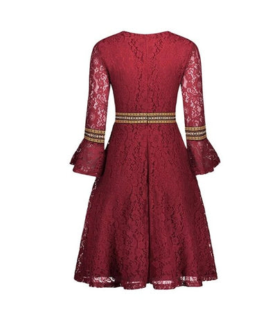 Vintage Dlouhé Boho Červené Šaty
