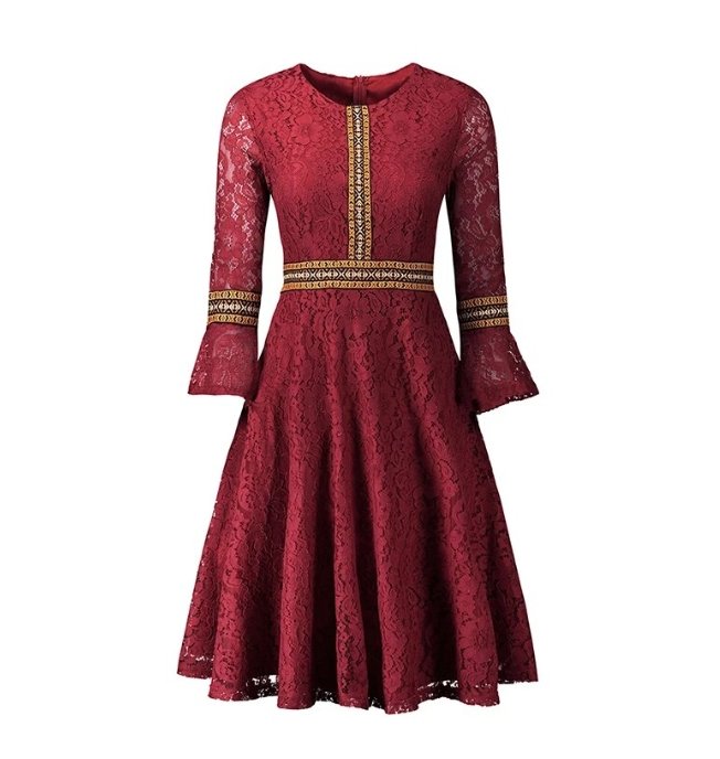 Vintage Dlouhé Boho Červené Šaty