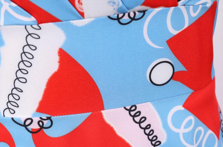 Vintage Vánoční Modré Šaty Větší Velikosti