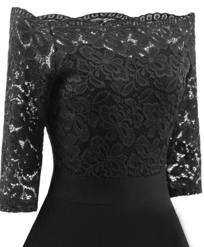 Vintage Černé Šaty S Lodí Ke Krku