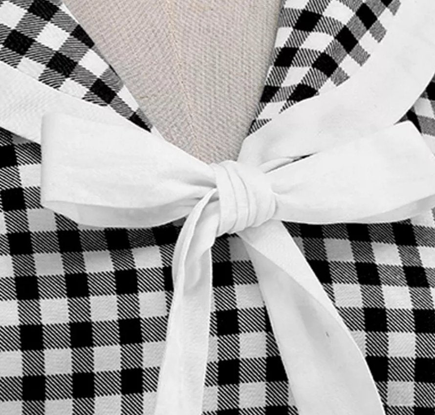 Vintage Pin Up Kostkované Šaty Černé