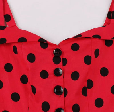 Vintage Pin Up Šaty Červené Puntíky