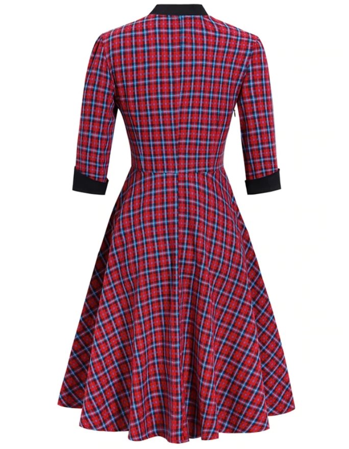 Vintage Červené Kostkované Šaty