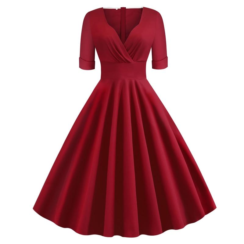 Vintage Karmínové Šaty Rockabilly Z 50. Let