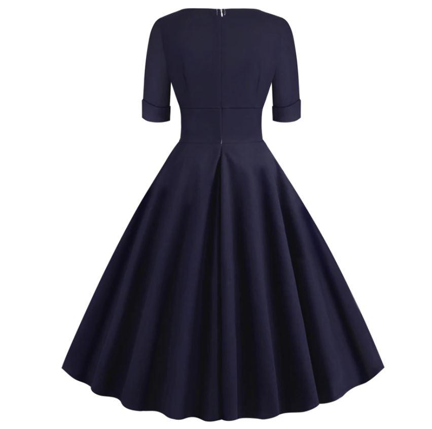 Vintage Rockabilly Dress 50s Navy