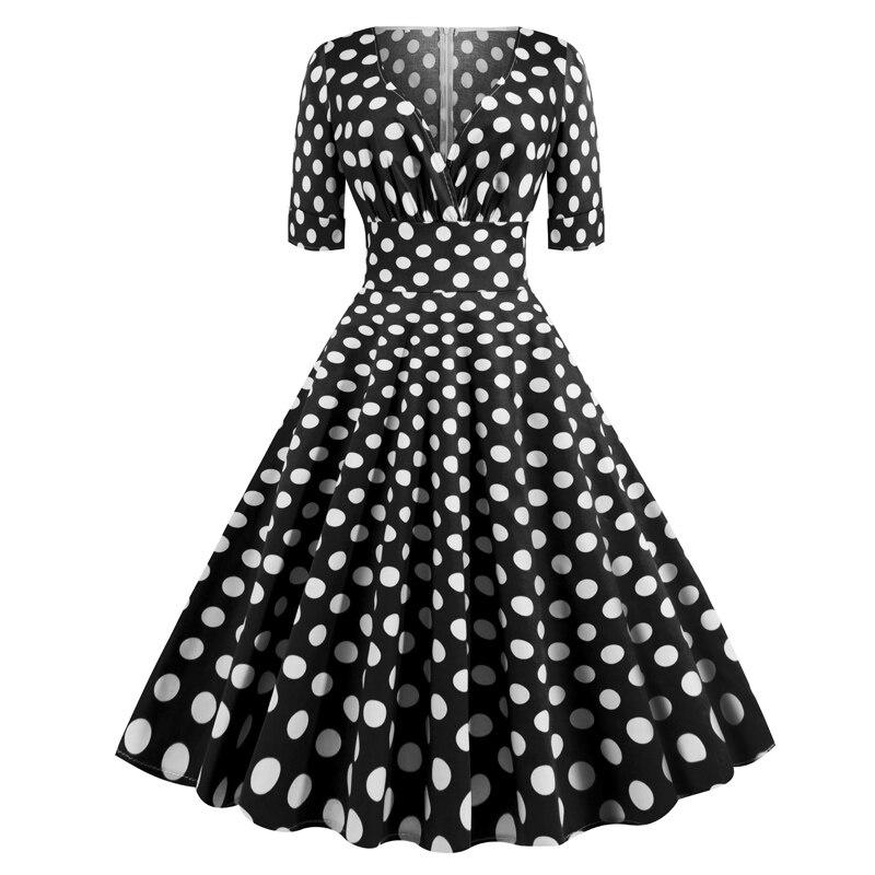 Vintage Rockabilly Šaty Z 50. Let Černé Puntíky