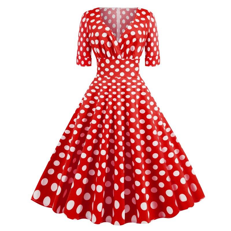 Vintage Rockabilly Šaty 50. Let Červené Puntíky