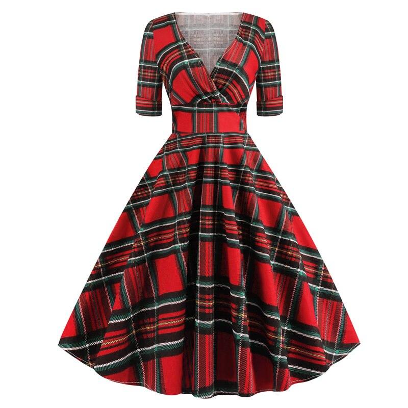 Vintage Šaty Rockabilly Z 50. Let Tartan Red