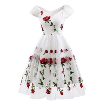 Vintage Rockabilly Krajkové Šaty Bílé