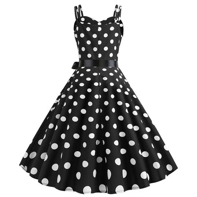 Vintage Rockabilly Šaty Černé Puntíky