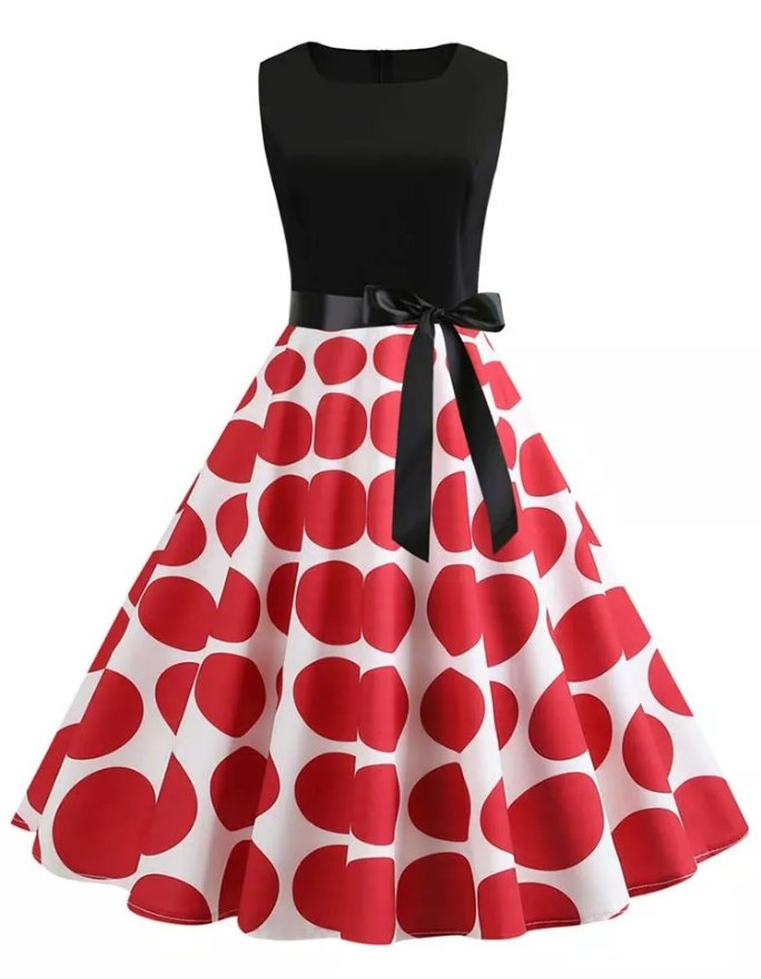 Vintage Červené A Černé Šaty Rockabilly