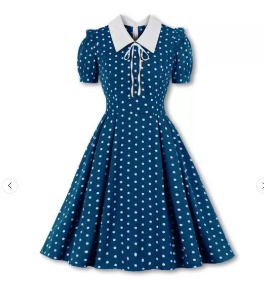 Vintage Šaty S Vysokým Pasem Modré