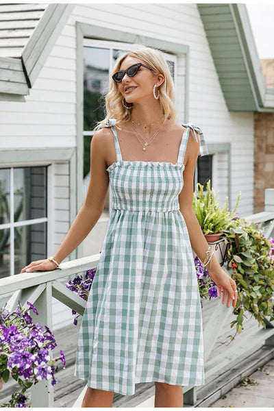 Vintage Zelené Gingham Šaty