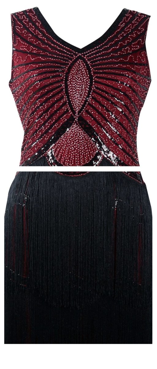 Vintage Burgundské Šaty Ve Stylu Art Deco Z 20. Let