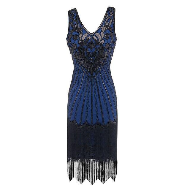 Vintage Šaty 20s Plus Size Modré