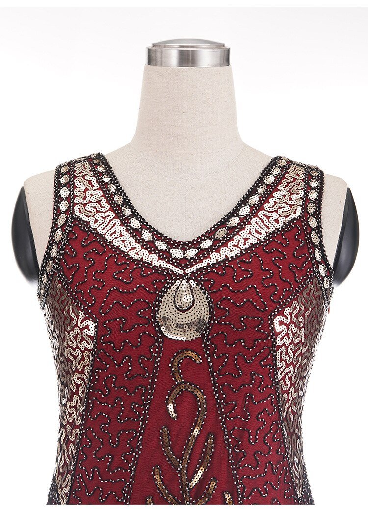 Vintage Červené Charlestonské Šaty Velké Velikosti 20. Let