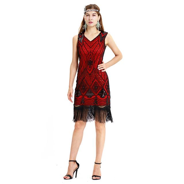 Vintage Červené Flitrové Šaty Z 20. Let