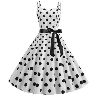 Vintage Rockabilly Šaty Bílé Puntíky
