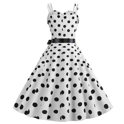 Vintage Rockabilly Šaty Bílé Puntíky