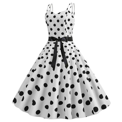 Vintage Rockabilly Šaty Bílé Puntíky