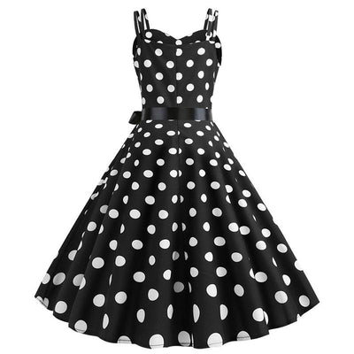 Vintage Rockabilly Šaty Černé Bílé Puntíky