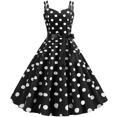 Vintage Rockabilly Šaty Černé Bílé Puntíky