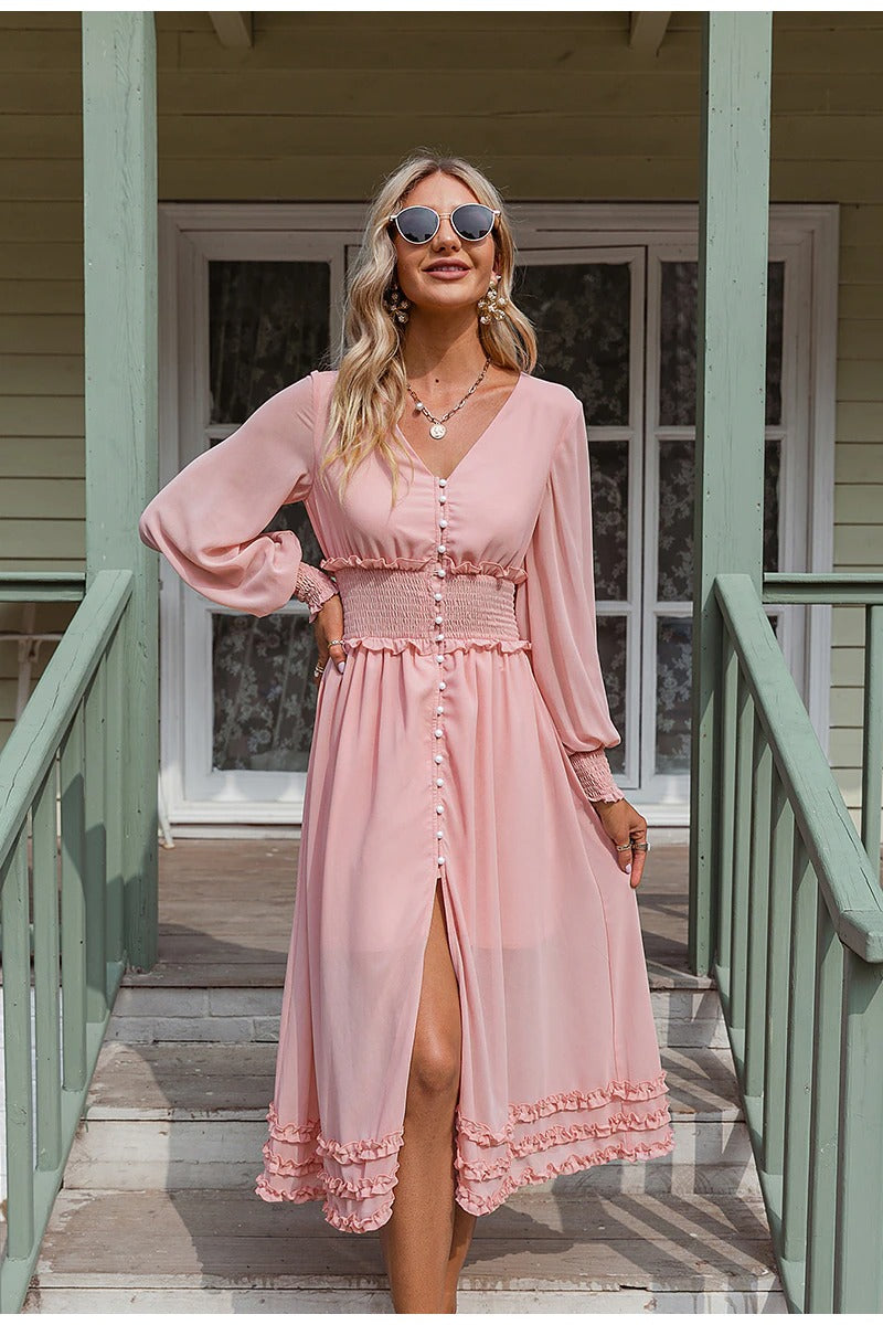 Vintage Dlouhé Šifonové Šaty